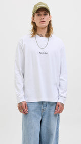 JACK & JONES JORNORREBRO emb tee crew neck in bright white - Image 1