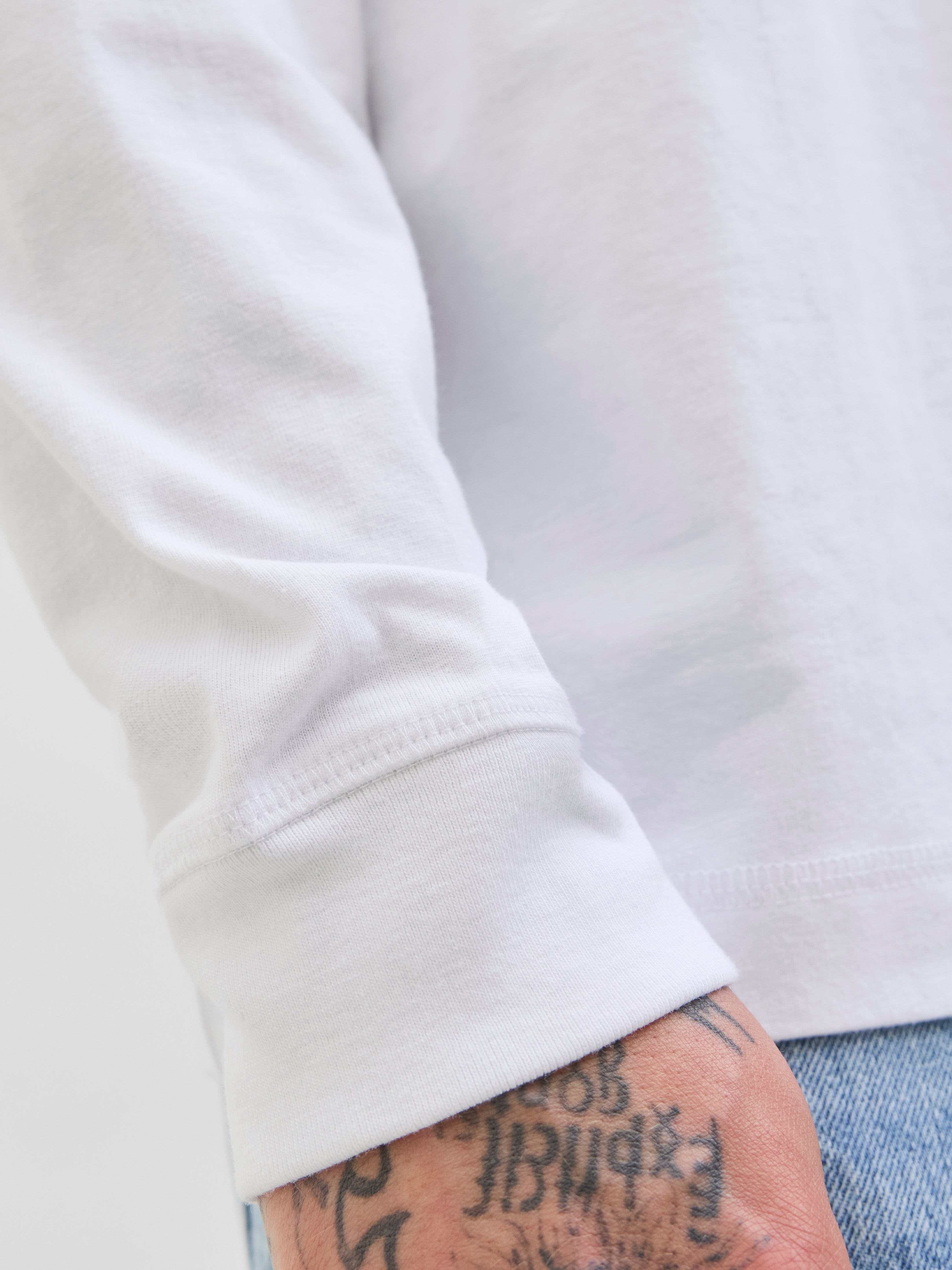 JACK & JONES JORNORREBRO emb tee crew neck in bright white - Image 4
