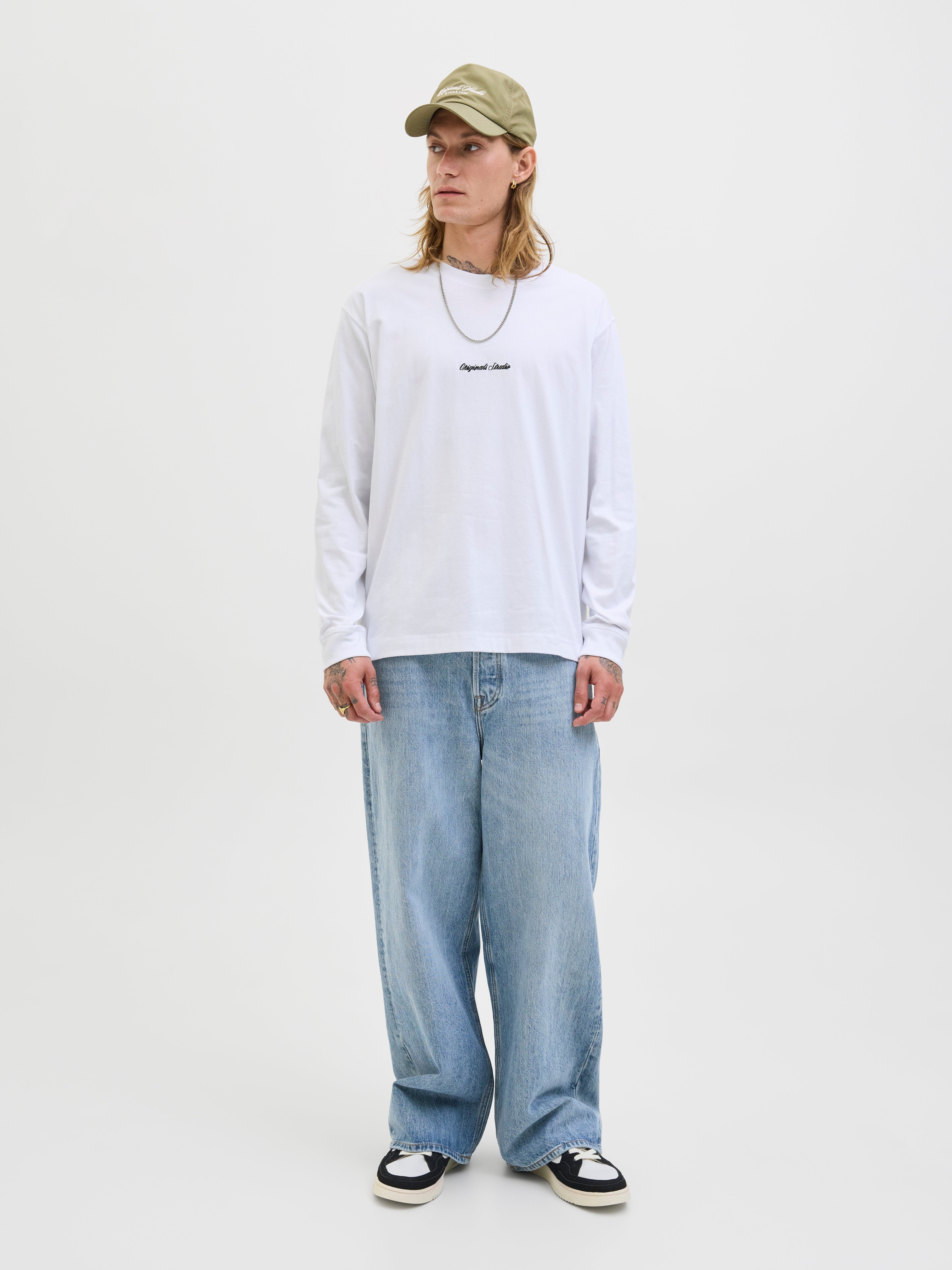 JACK & JONES JORNORREBRO emb tee crew neck in bright white - Image 3