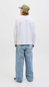 JACK & JONES JORNORREBRO emb tee crew neck in bright white - Image 2