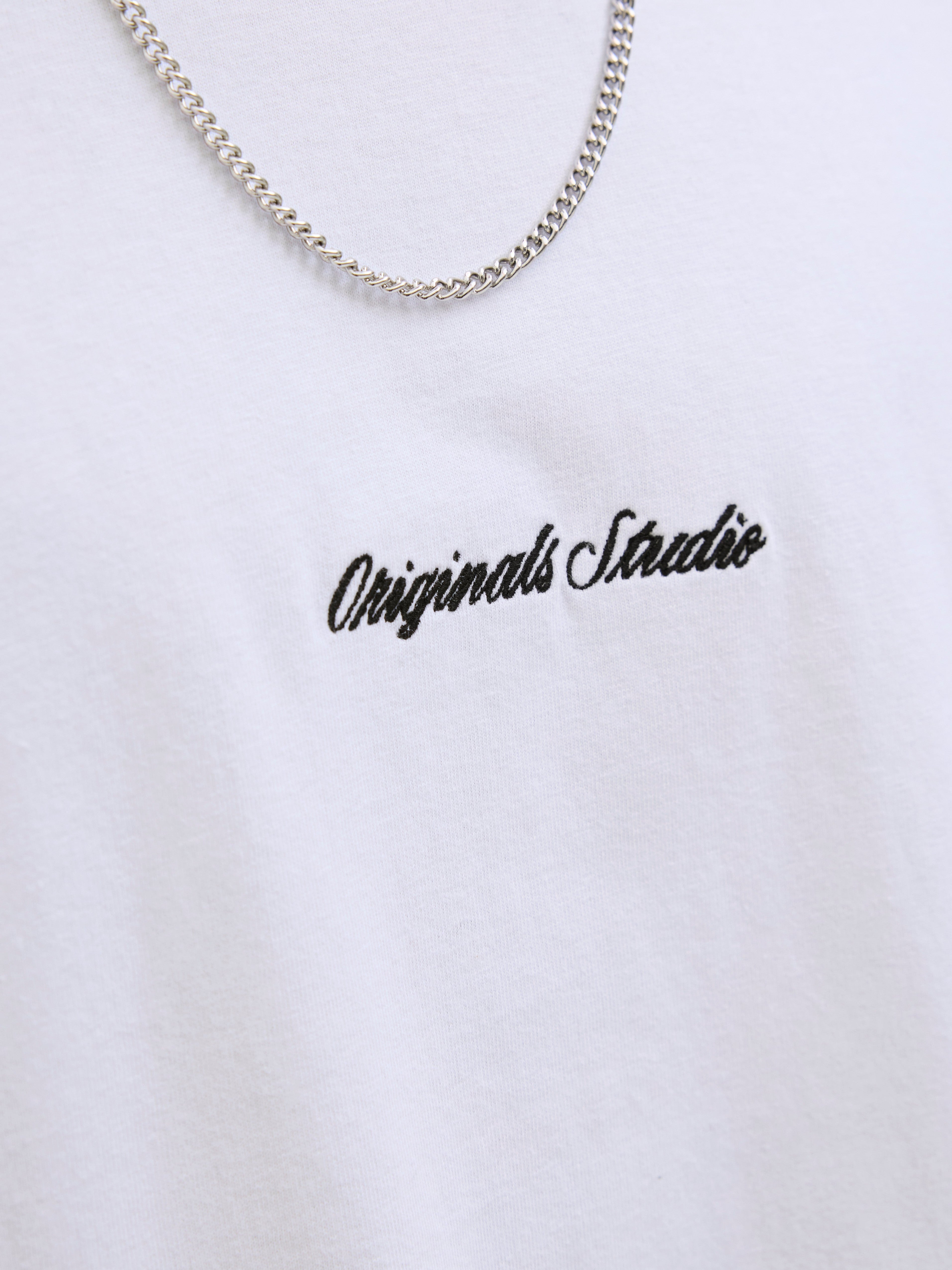 JACK & JONES JORNORREBRO emb tee crew neck in bright white - Image 5