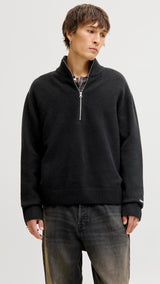JACK & JONES JORNORREBRO knit half zip - black