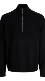 JACK & JONES JORNORREBRO knit half zip - black