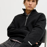 JACK & JONES JORNORREBRO knit half zip - black