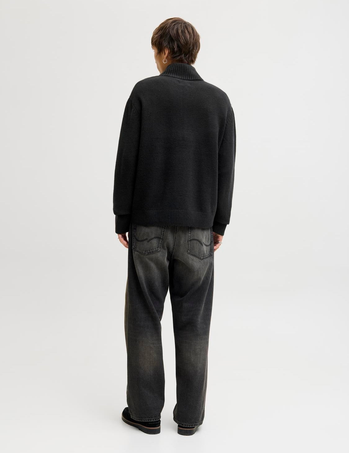 JACK & JONES JORNORREBRO knit half zip - black