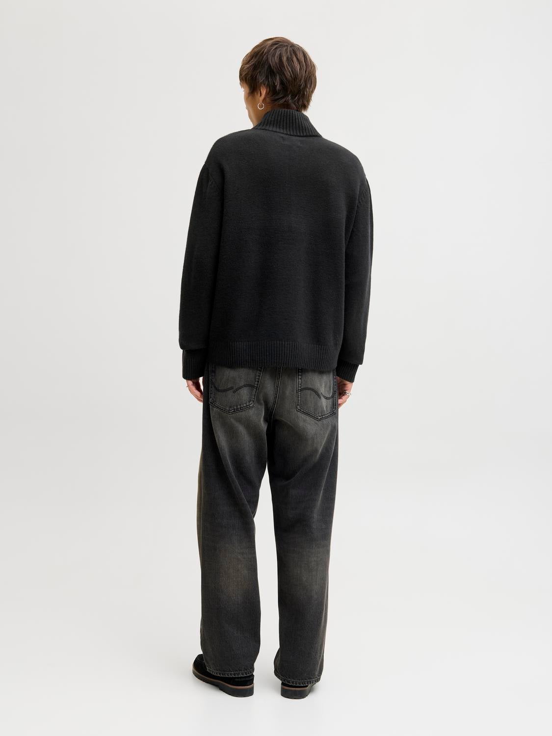 JACK & JONES JORNORREBRO knit half zip - black