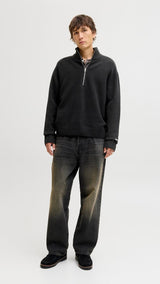 JACK & JONES JORNORREBRO knit half zip - black