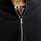 JACK & JONES JORNORREBRO knit half zip - black