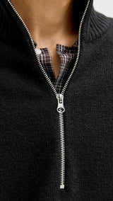 JACK & JONES JORNORREBRO knit half zip - black