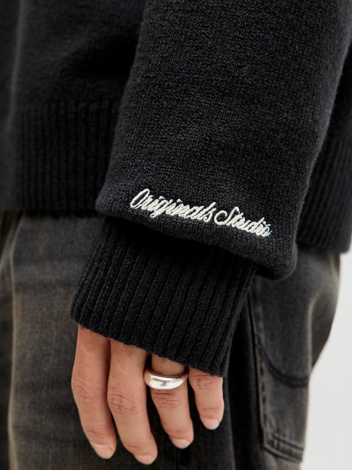 JACK & JONES JORNORREBRO knit half zip - black