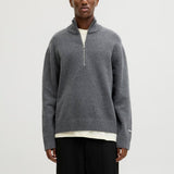 JACK & JONES JORNORREBRO knit half zip - dark grey melange