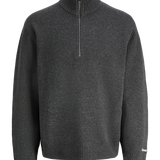 JACK & JONES JORNORREBRO knit half zip - dark grey melange
