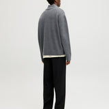 JACK & JONES JORNORREBRO knit half zip - dark grey melange