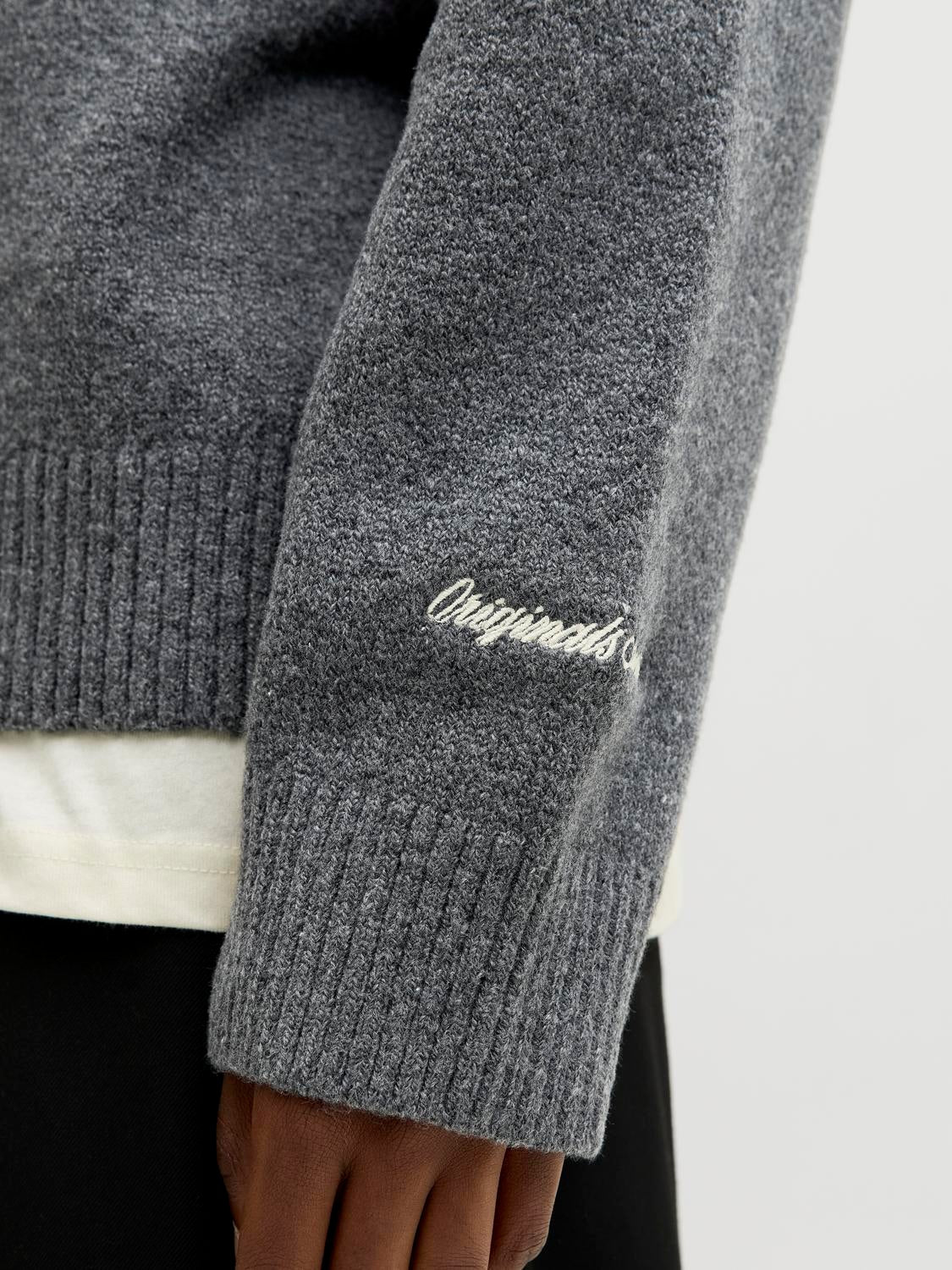 JACK & JONES JORNORREBRO knit half zip - dark grey melange