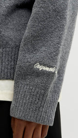 JACK & JONES JORNORREBRO knit half zip - dark grey melange