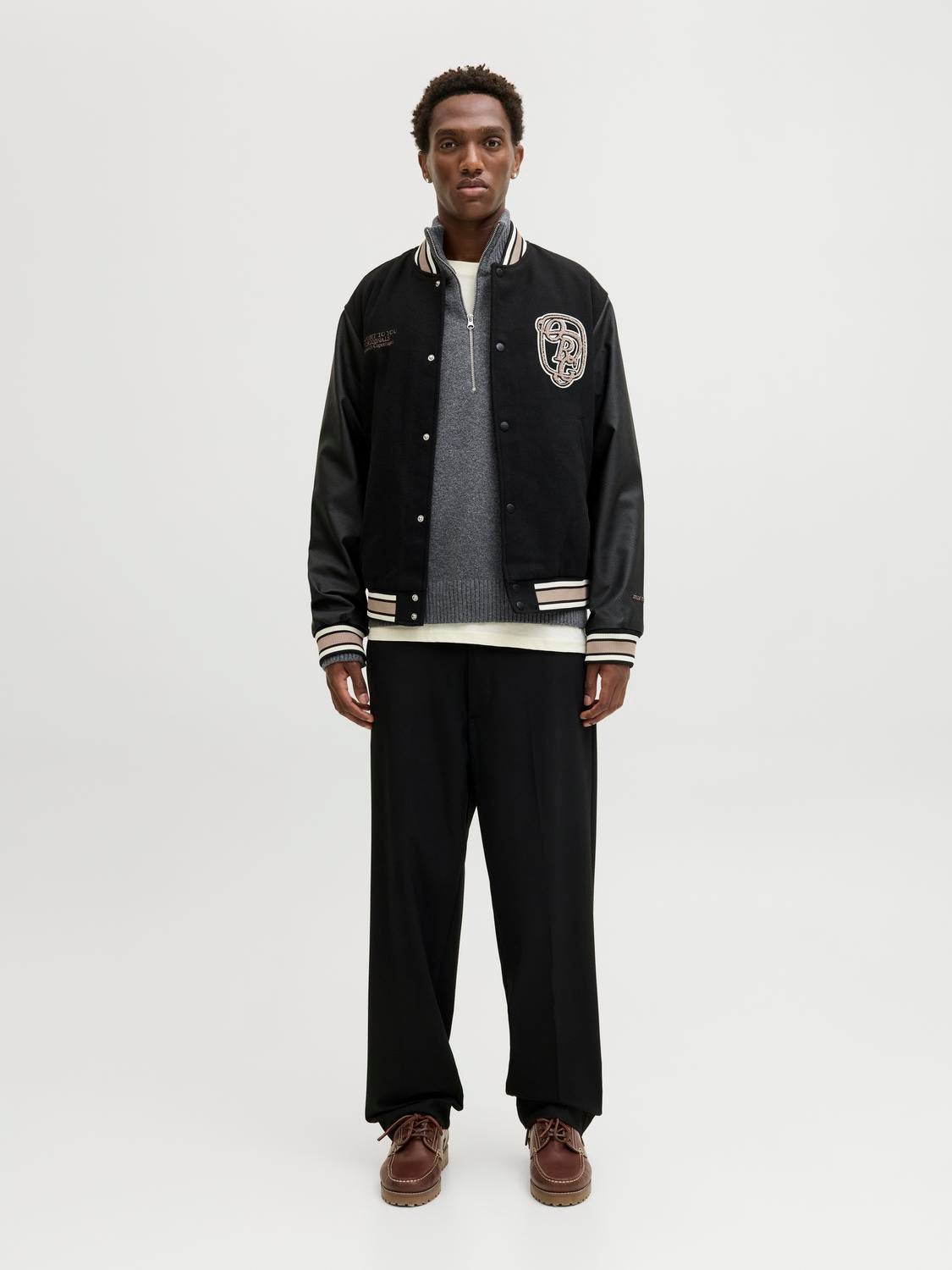 JACK & JONES JORNORREBRO knit half zip - dark grey melange