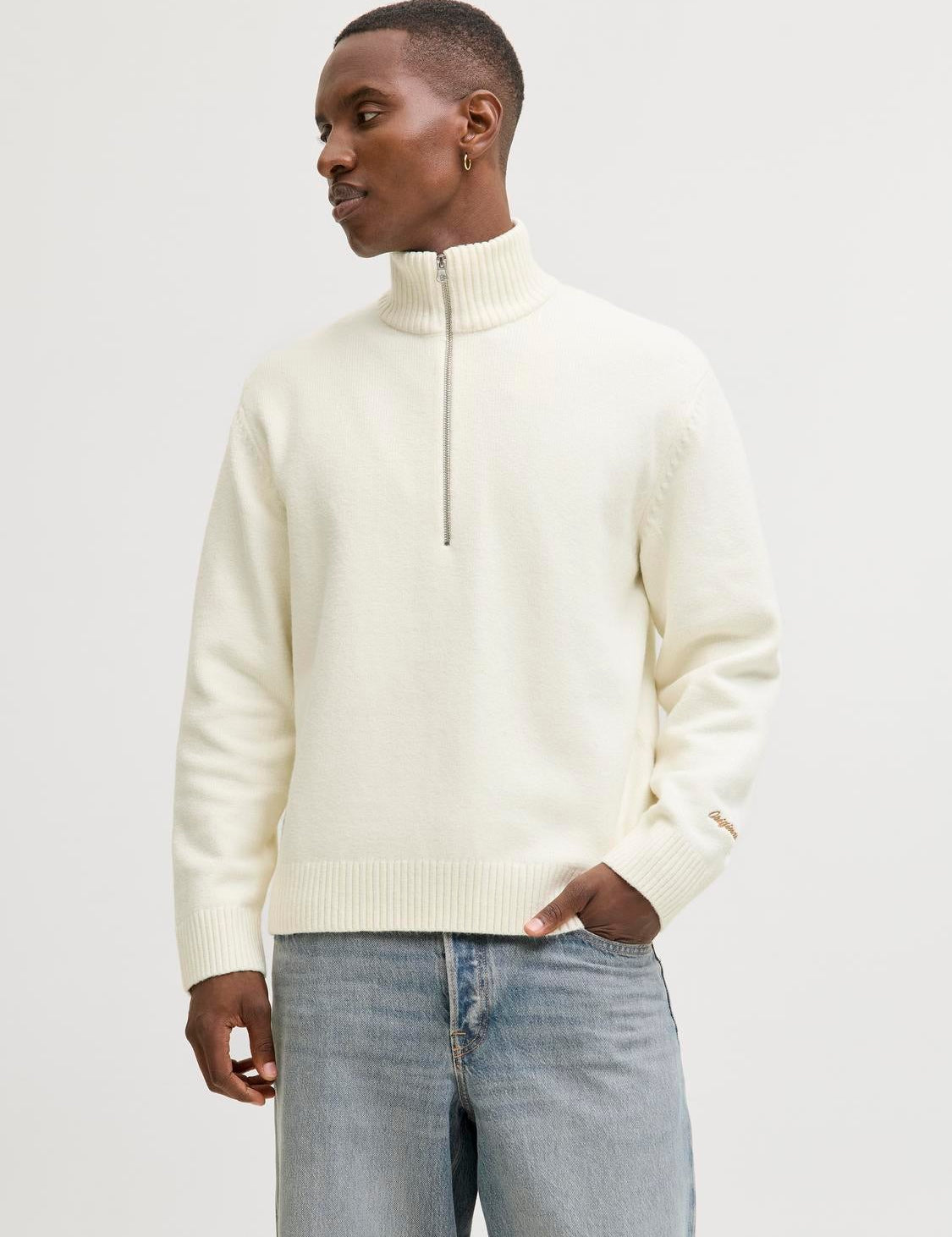 JACK & JONES JORNORREBRO knit half zip - sea salt