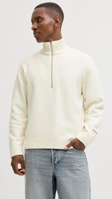 JACK & JONES JORNORREBRO knit half zip - sea salt
