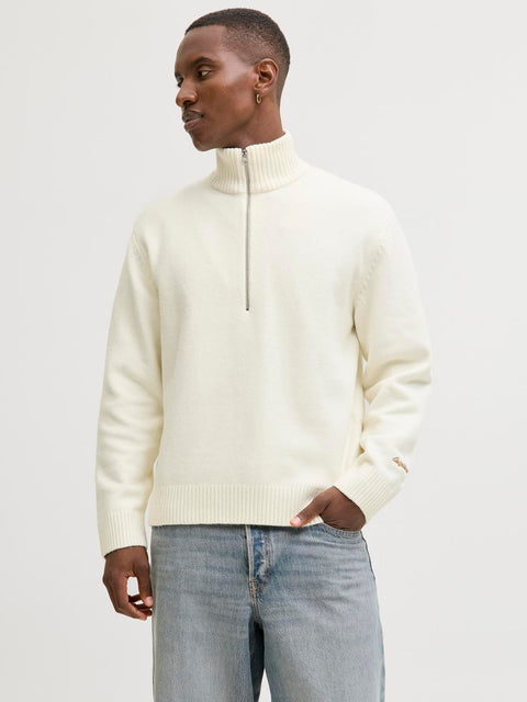 JACK & JONES JORNORREBRO knit half zip in sea salt