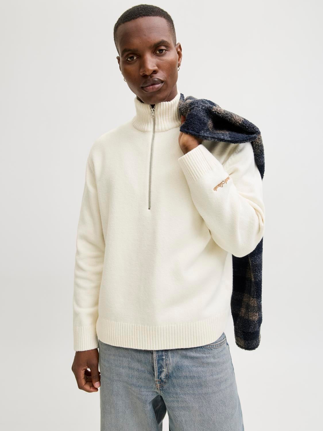 JACK & JONES JORNORREBRO knit half zip - sea salt