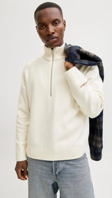 JACK & JONES JORNORREBRO knit half zip - sea salt