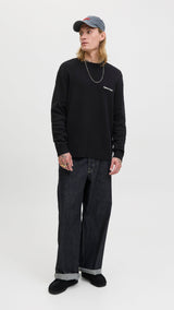 JACK & JONES JORNORREBRO light knit crew neck in black - Image 4