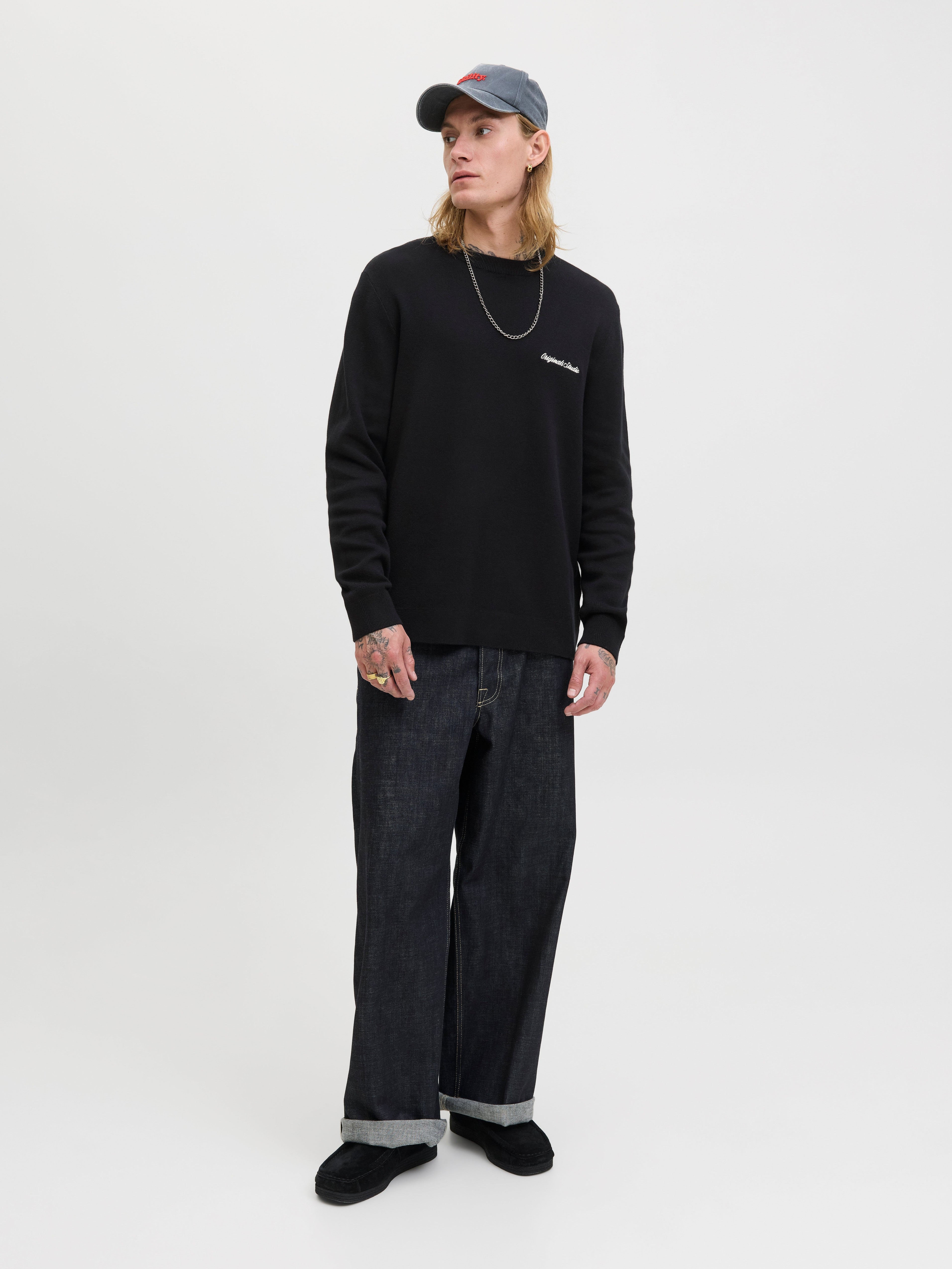 JACK & JONES JORNORREBRO light knit crew neck in black - Image 4