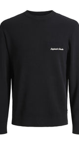 JACK & JONES JORNORREBRO light knit crew neck in black - Image 3