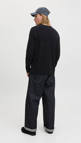 JACK & JONES JORNORREBRO light knit crew neck in black - Image 2