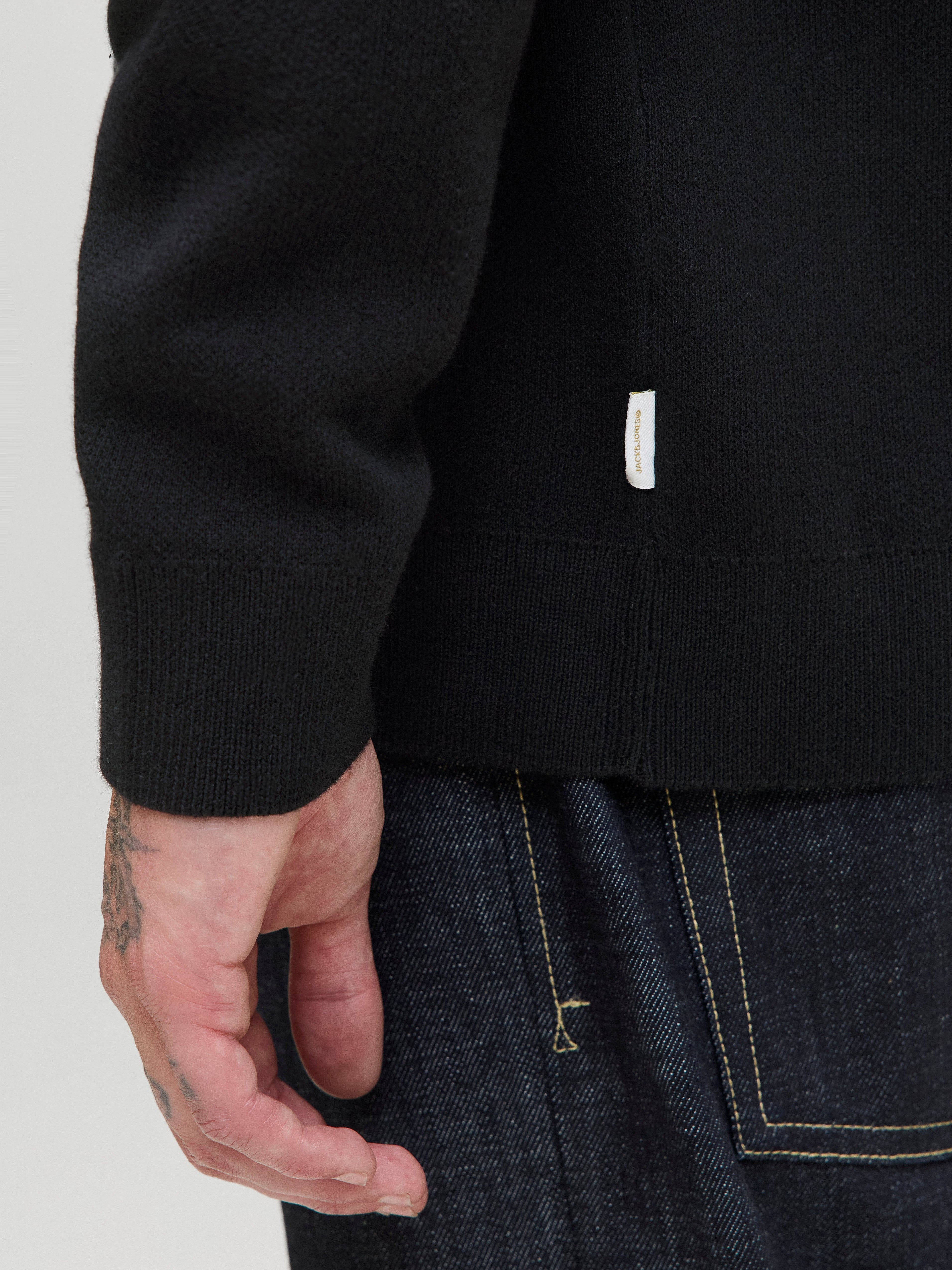 JACK & JONES JORNORREBRO light knit crew neck in black - Image 5