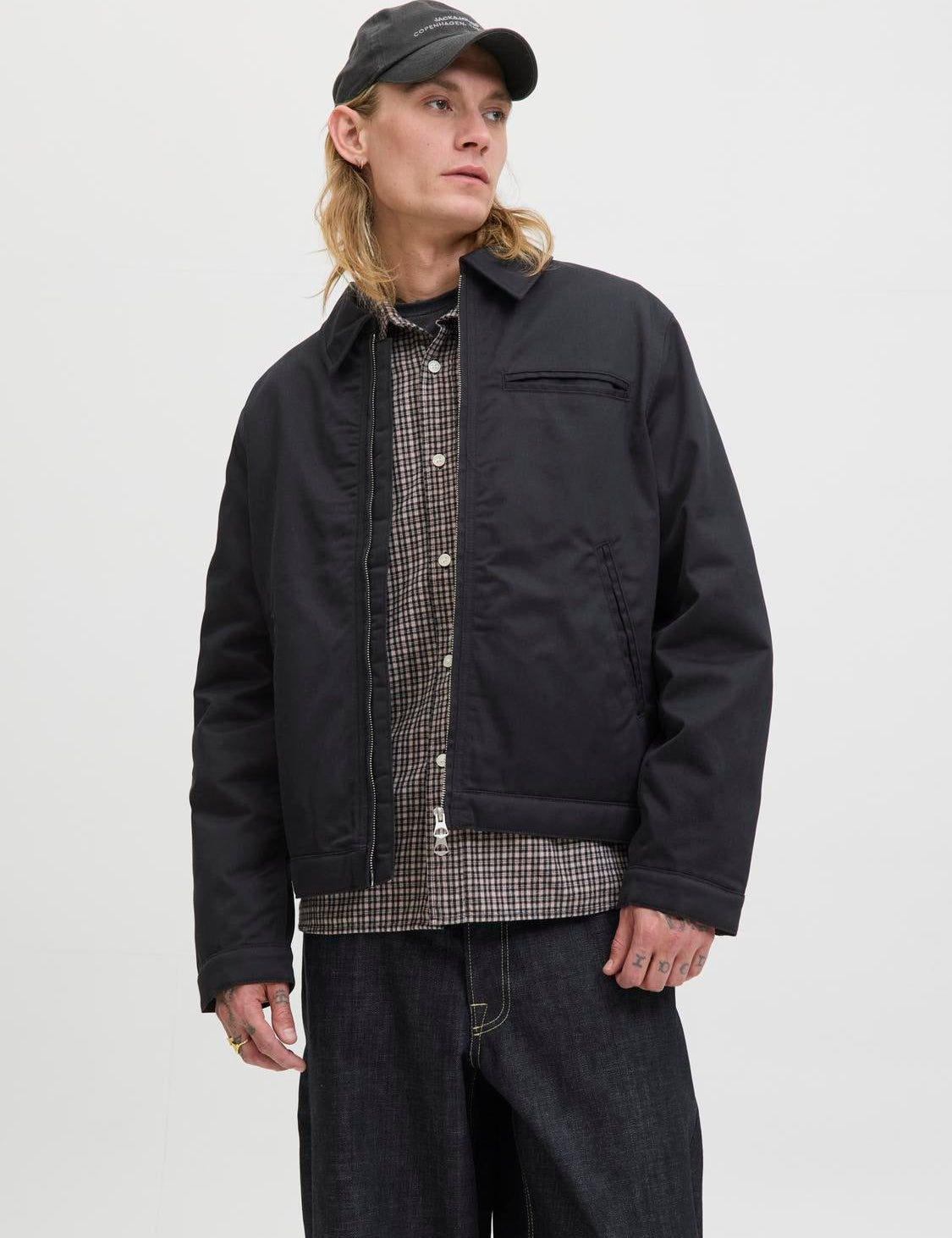JACK & JONES JORNORREBRO worker jacket - black corduroy collar