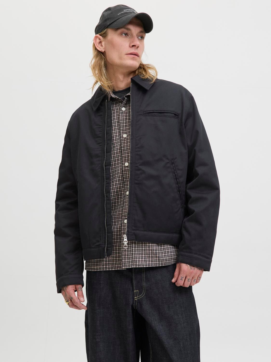 JACK & JONES JORNORREBRO worker jacket - black corduroy collar