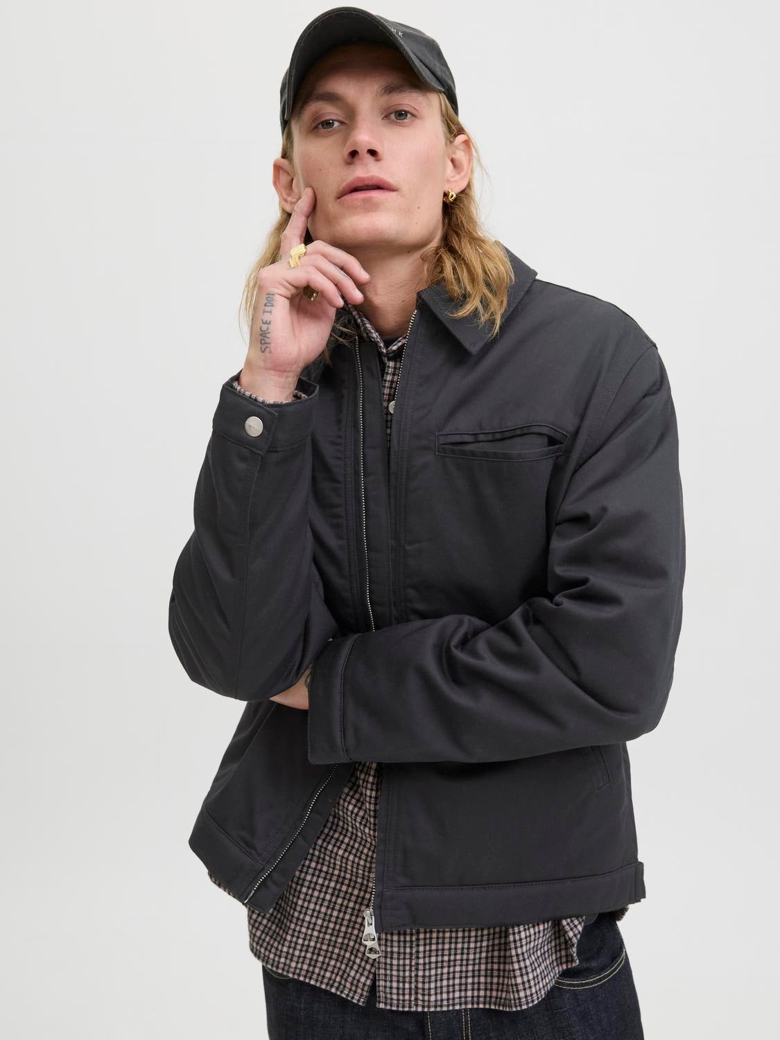 JACK & JONES JORNORREBRO worker jacket - black corduroy collar