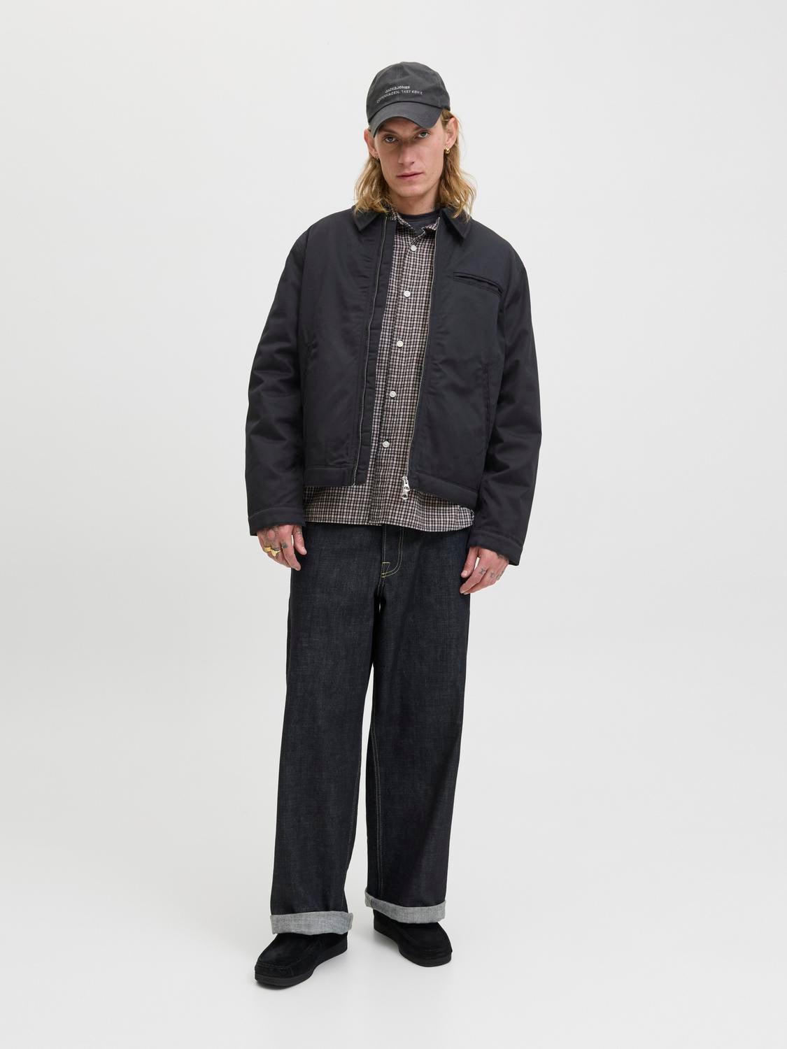 JACK & JONES JORNORREBRO worker jacket - black corduroy collar