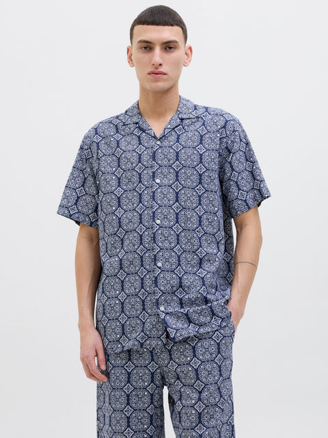 JACK & JONES JORSEERSUCKER aop shirt in cedar