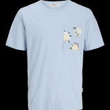 JACK & JONES JORTAVIRA aop pocket tee crew neck in skyway - Image 3
