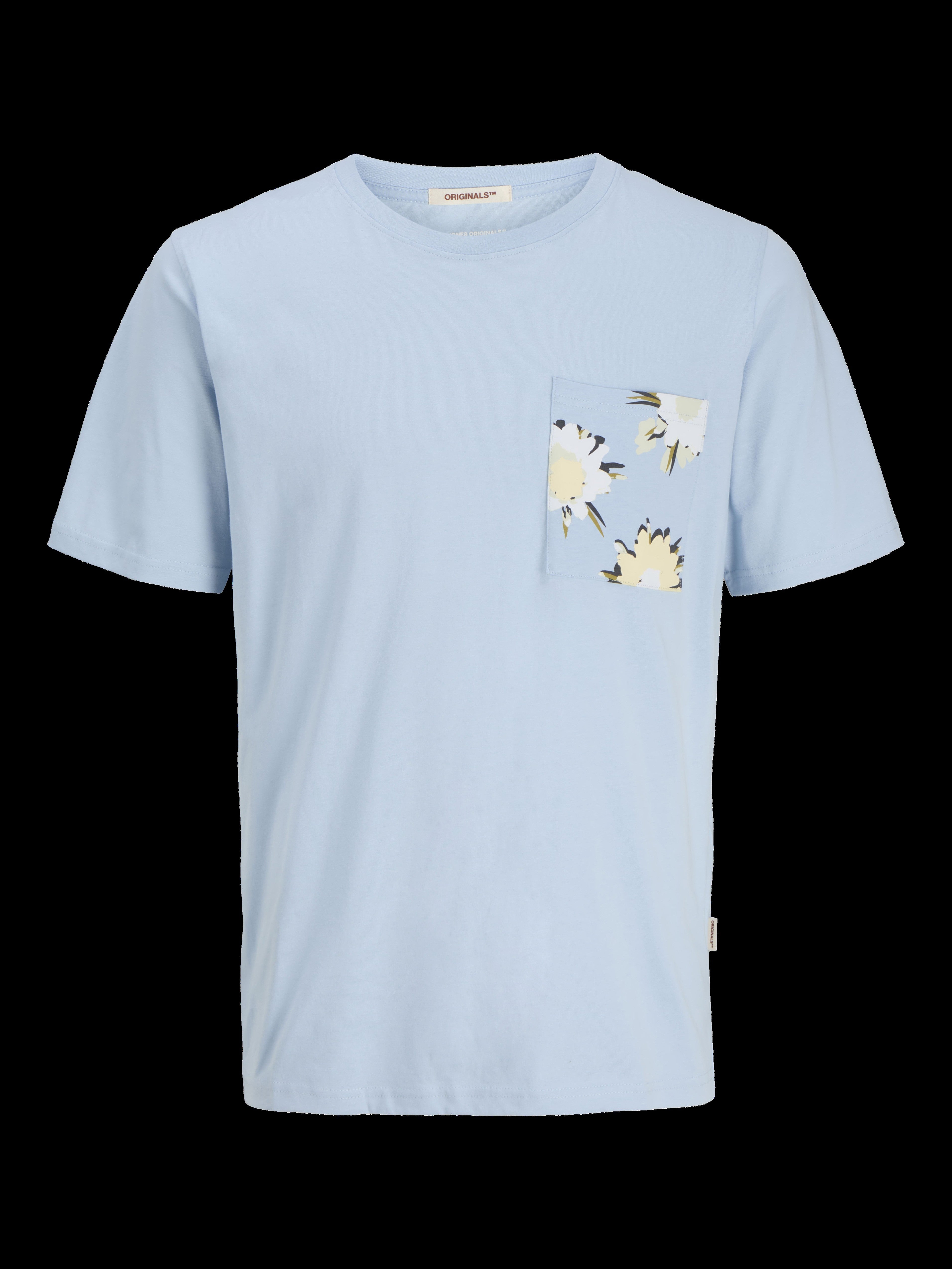 JACK & JONES JORTAVIRA aop pocket tee crew neck in skyway - Image 3