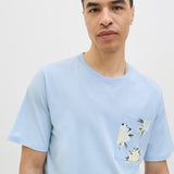 JACK & JONES JORTAVIRA aop pocket tee crew neck in skyway - Image 7