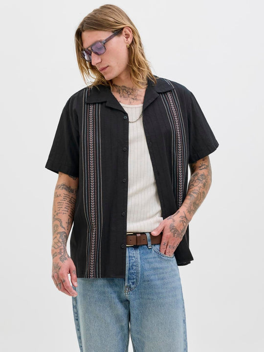 JACK & JONES JORTAVIRA emb shirt in black - Image 1