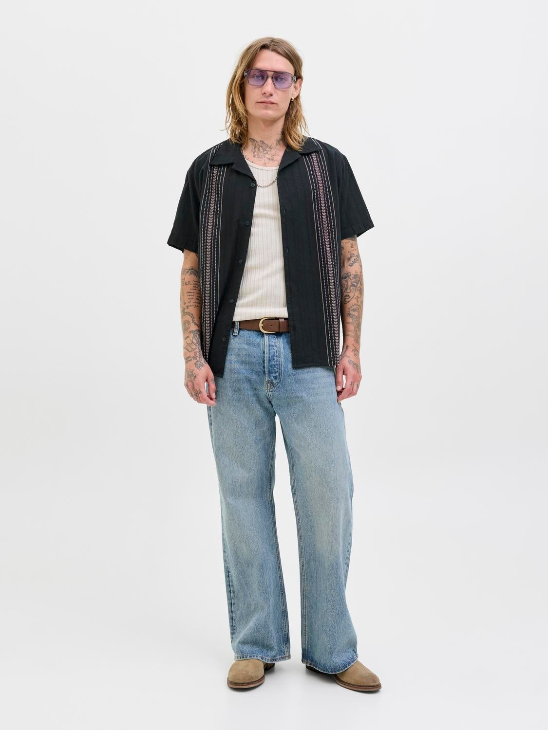 JACK & JONES JORTAVIRA emb shirt in black - Image 4