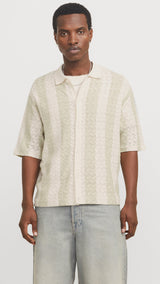 JACK & JONES JORTYLER knit polo in sea salt - Image 1