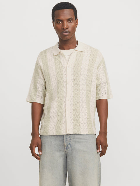 JACK & JONES JORTYLER knit polo in sea salt