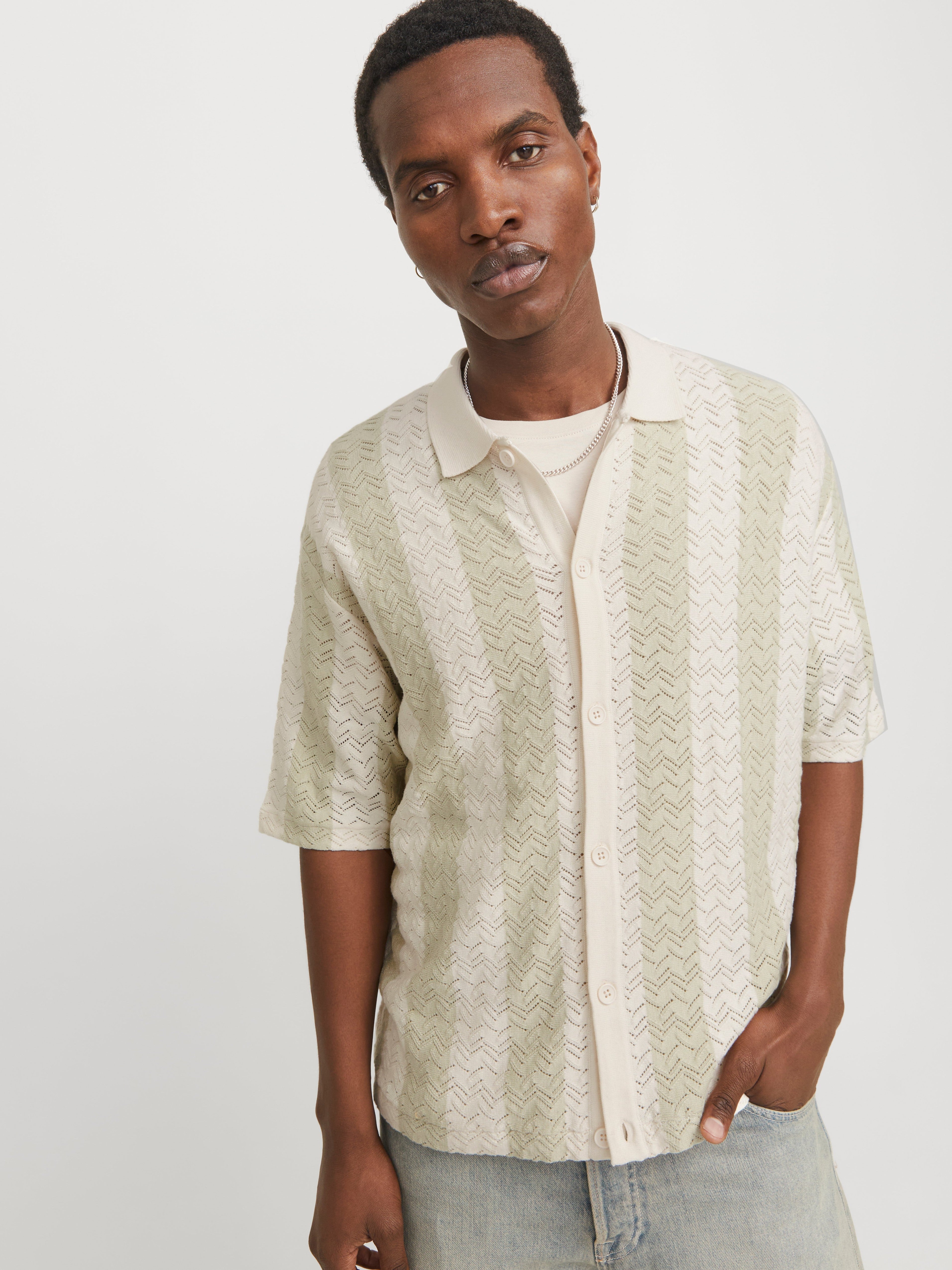 JACK & JONES JORTYLER knit polo in sea salt - Image 7
