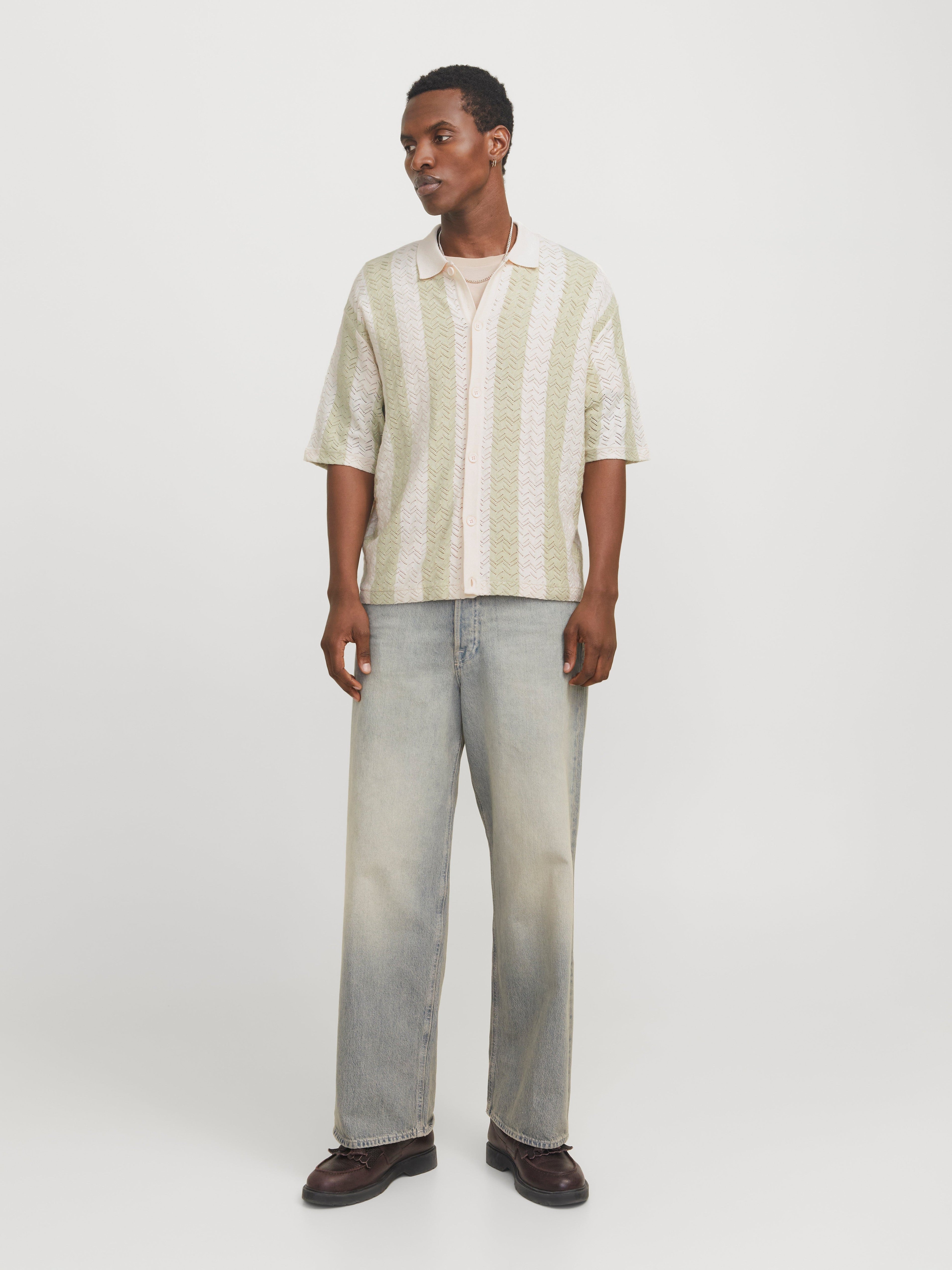 JACK & JONES JORTYLER knit polo in sea salt - Image 4