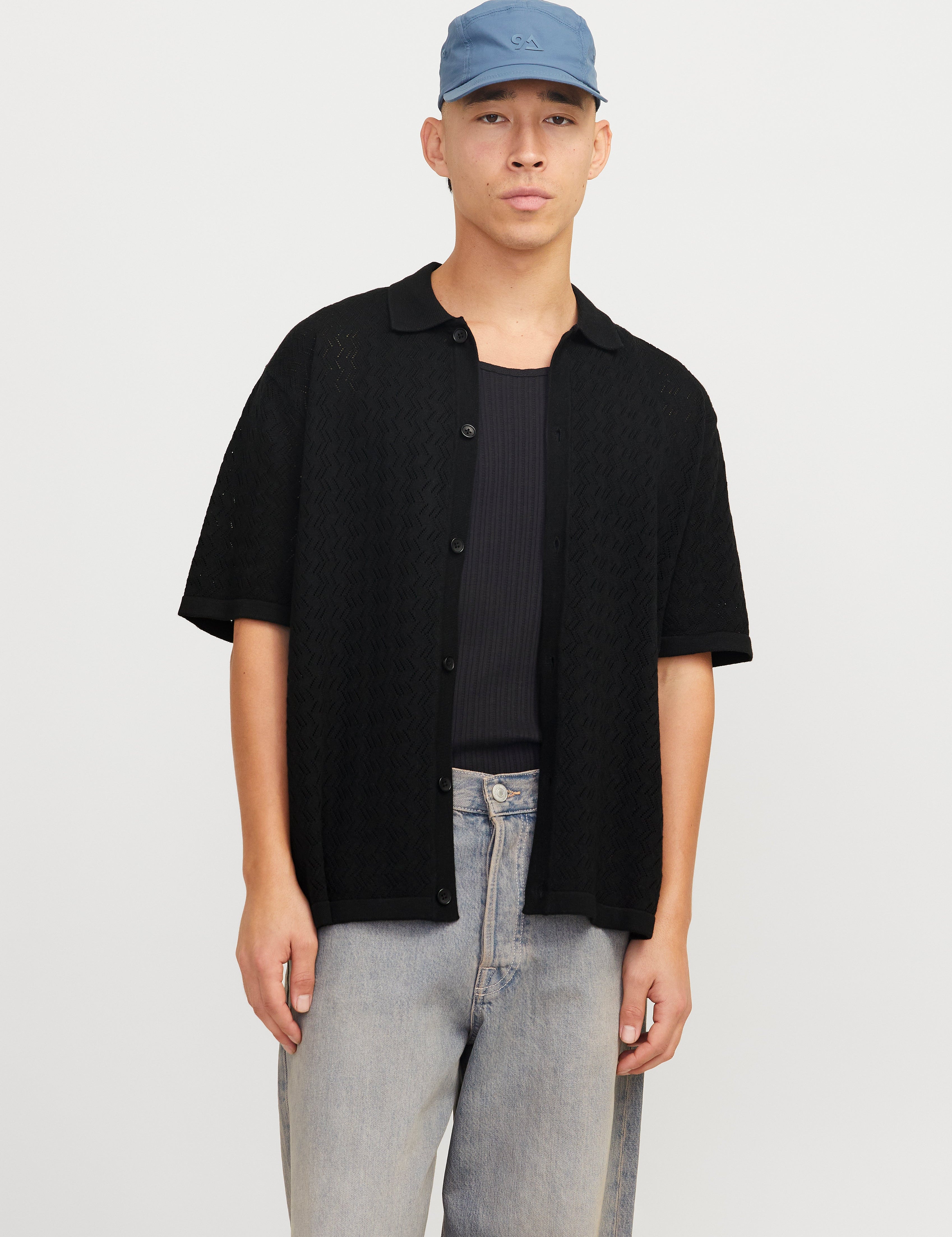 JACK & JONES JORTYLER knit polo - black