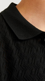 JACK & JONES JORTYLER knit polo - black