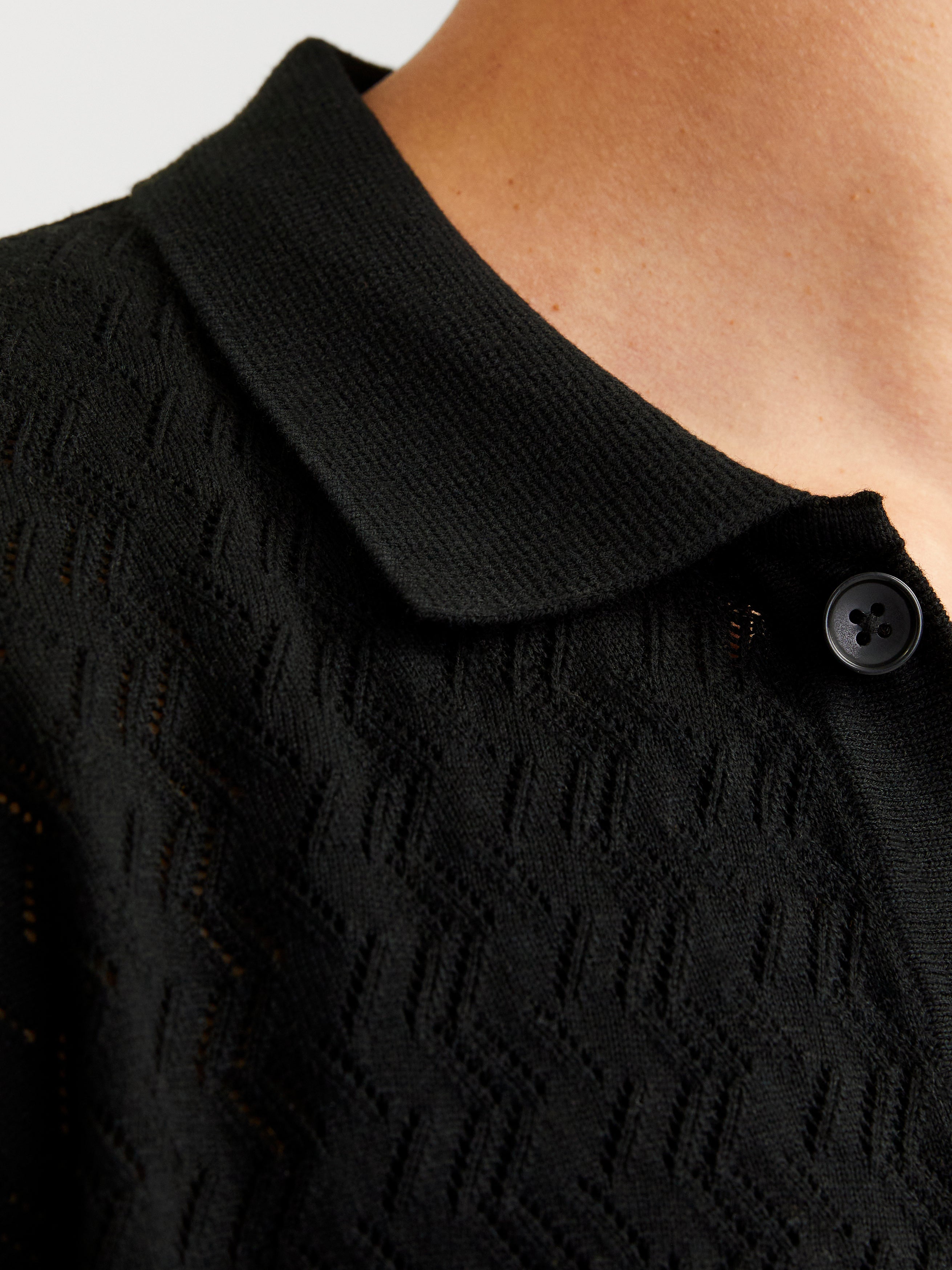 JACK & JONES JORTYLER knit polo - black