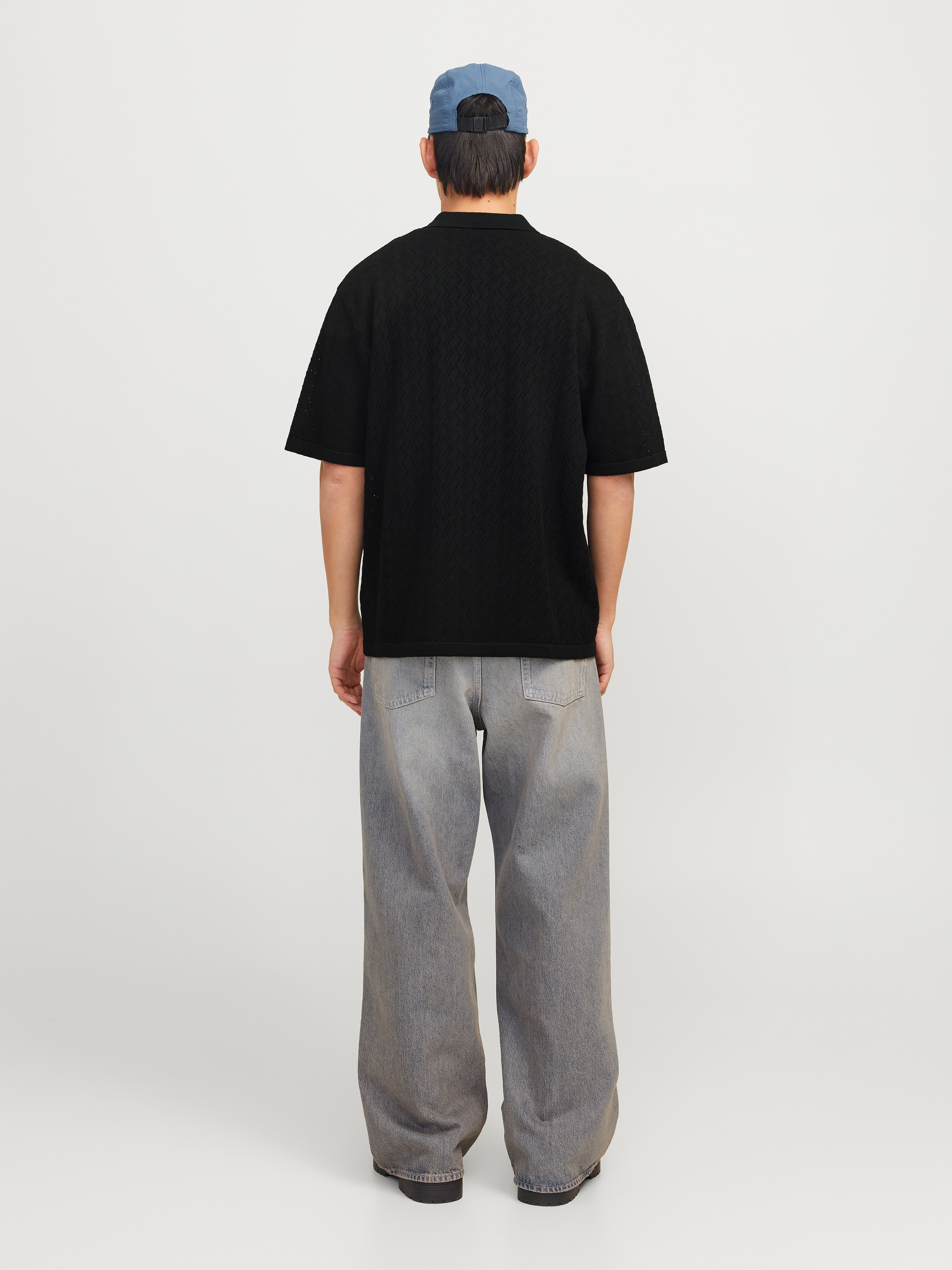 JACK & JONES JORTYLER knit polo - black