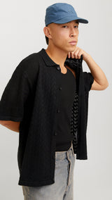JACK & JONES JORTYLER knit polo - black