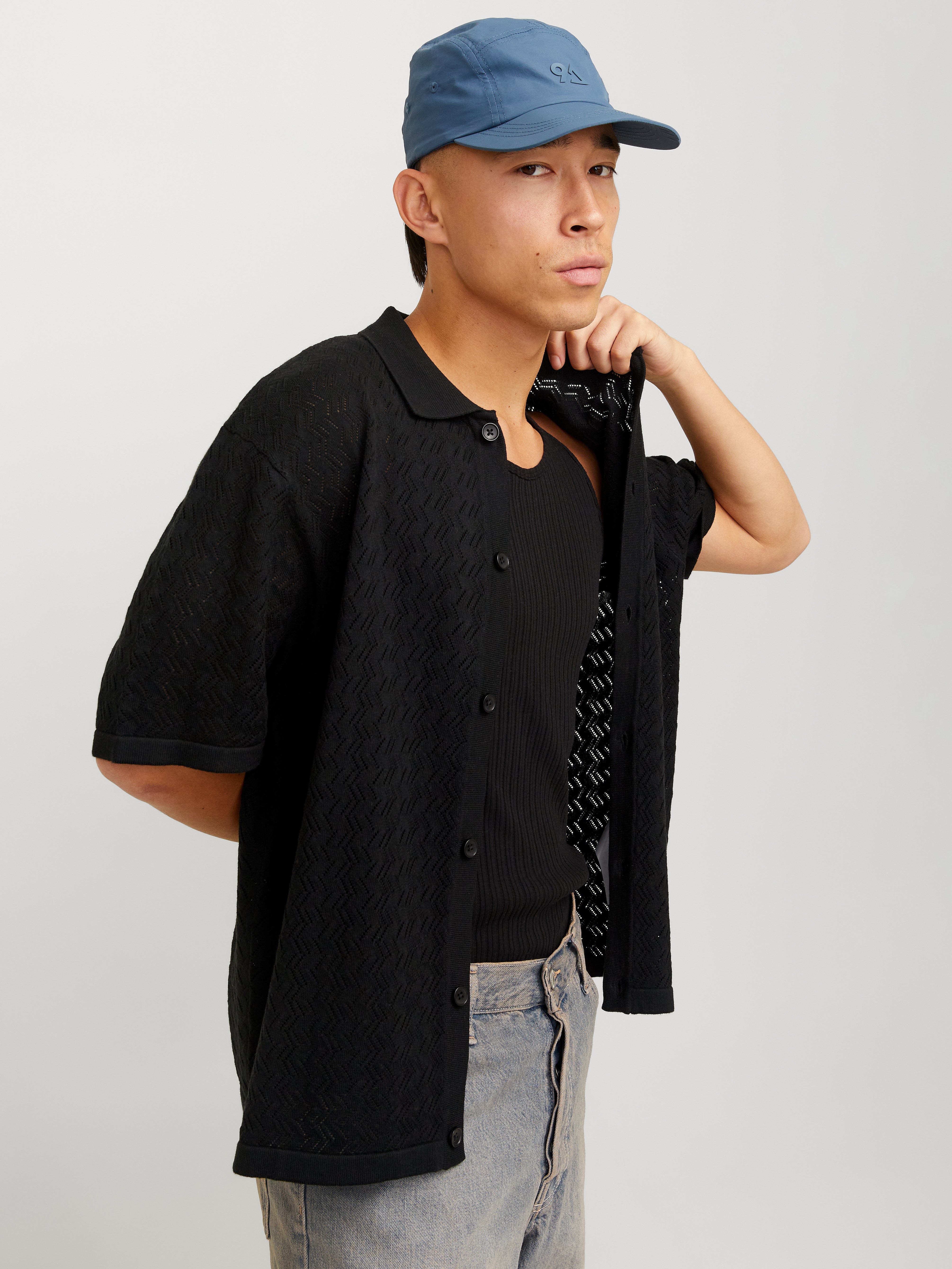 JACK & JONES JORTYLER knit polo - black